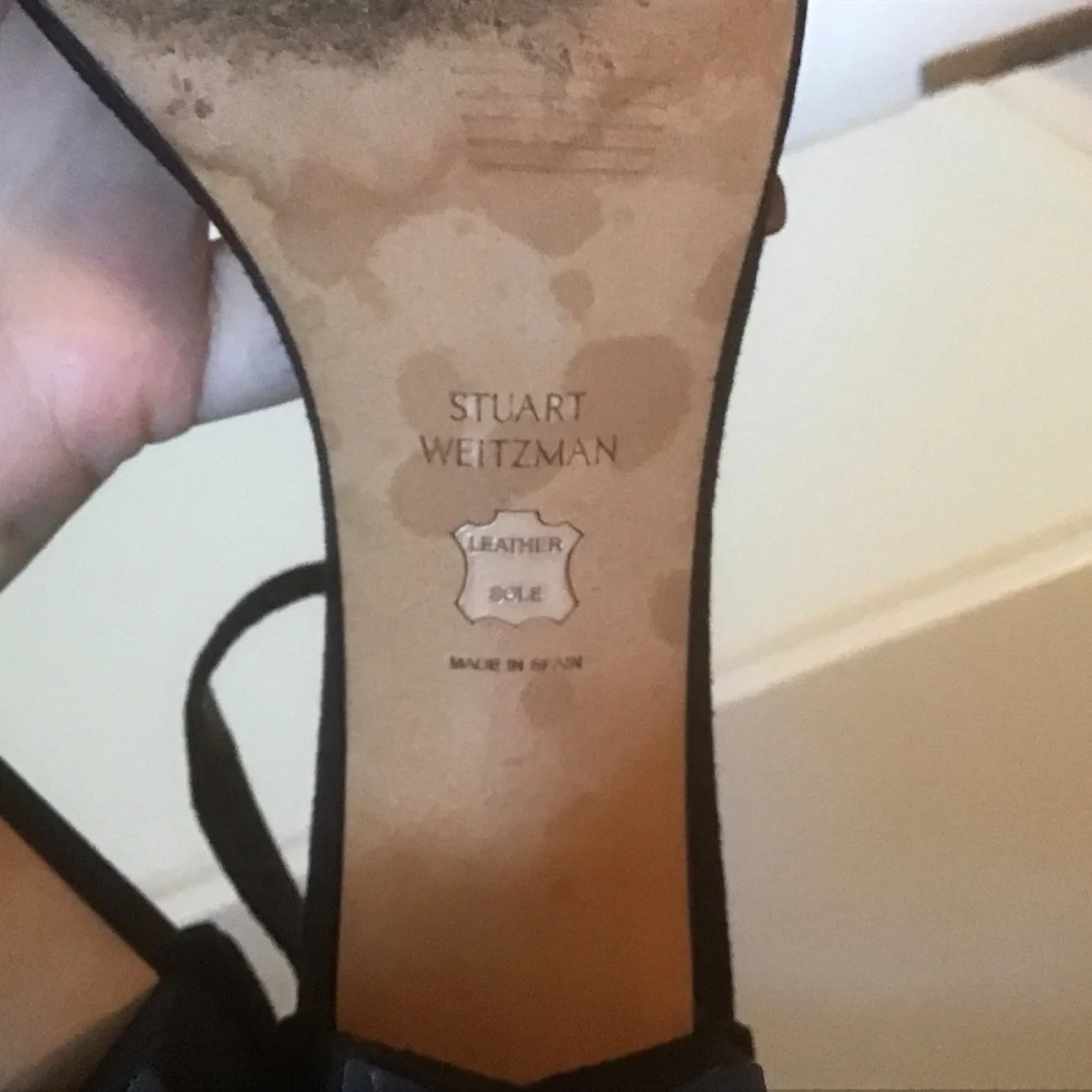 Stuart Weitzman Black Suede Leather Nearlynude Nudist‎ 3” Block Heels Shoes 7.5